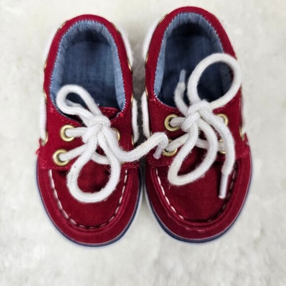 Janie and Jack Red Boat Shoes Baby/Infant Size 4 - Picture 1 of 6